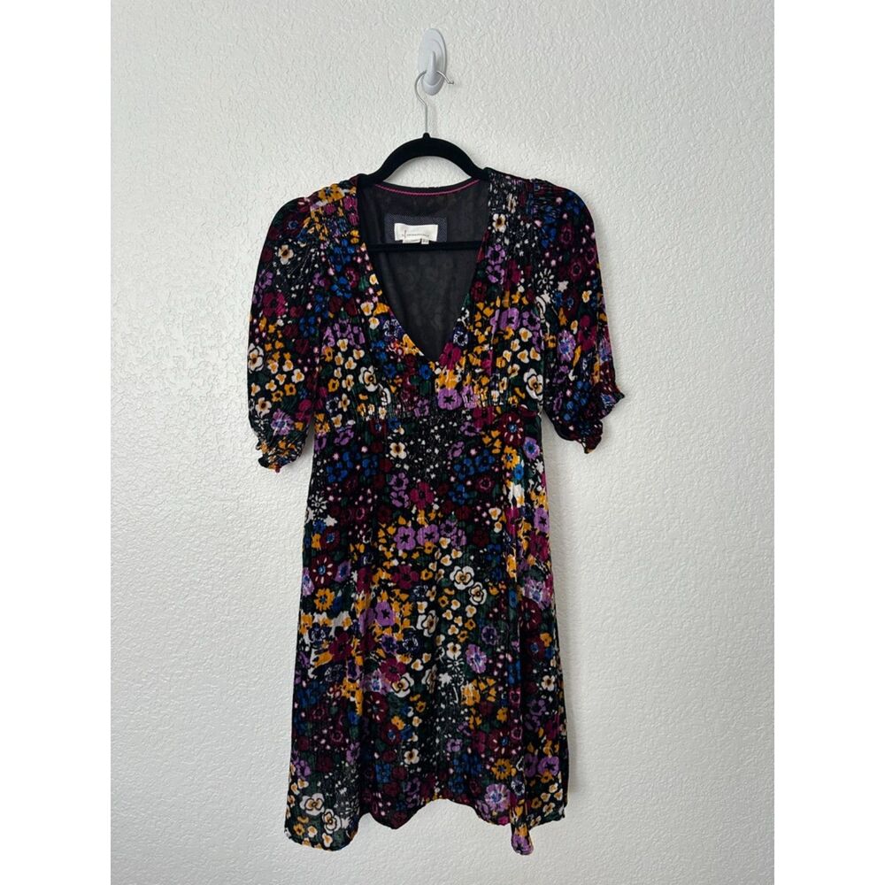 Anthropologie Francie Floral Velvet Mini Dress Size 0 - Picture 3 of 10